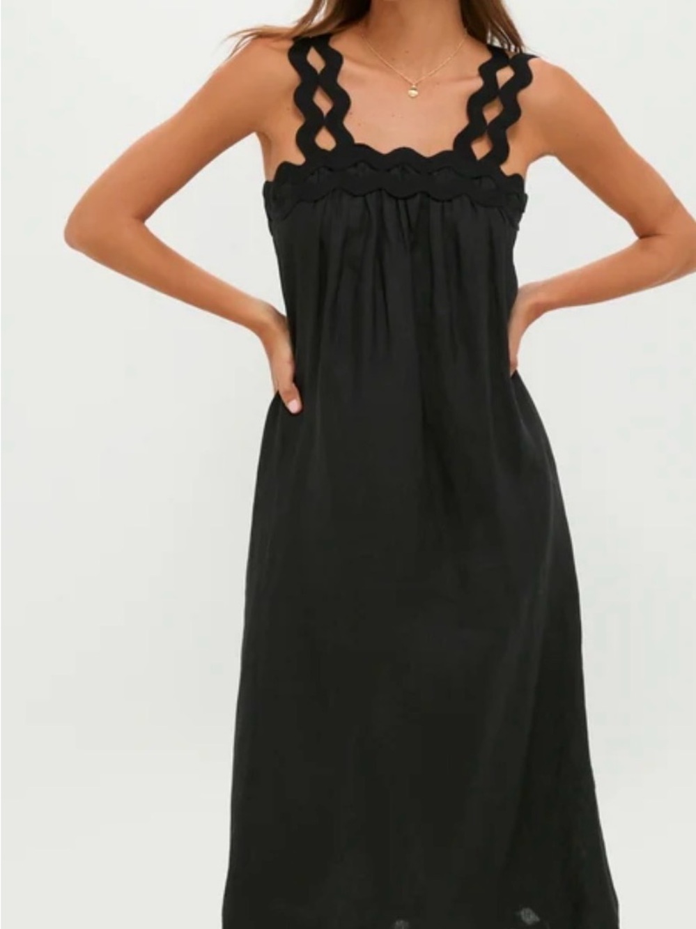 Tuckernuck Black Ric Rac Ellen Linen Dress XS NWT - Picture 2 of 8